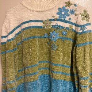 Alfred dunner vintage sweater with embroidered flowers